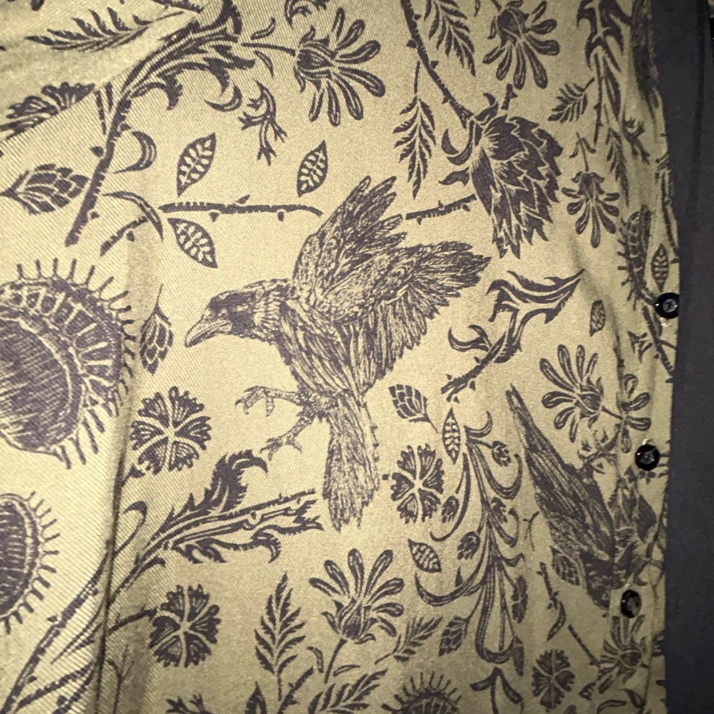 Midnight Hour Floral & Bird Button-Front Blouse - Picture 2 of 7